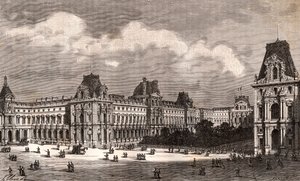 Paris Le Louvre - VA Malt-Brown'ın “La France illustree: coğrafya, tarih, yönetim istatistikleri” adlı gravürü. 1884 by French School