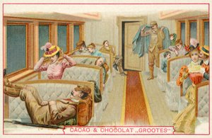 Bir demiryolu vagonunda yolcular (chromolitho) by French School