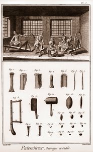 Patenotrier (tespih üreticisi) - iş ve araçlar - “” La Grande Encyclopédie, ou Dictionnaire Raisonne des Sciences, des Arts et des Metiers” (Ansiklopedi veya Bilimler, Sanatlar ve Meslekler Sözlüğü) Denis Diderot (1713-1784) ve Jean d by French School