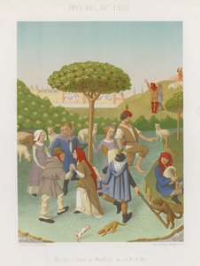 Bir meyve ağacının etrafında dans eden insanlar by French School