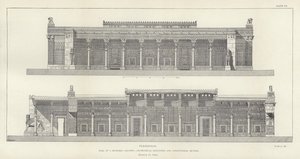 Persepolis, Yüz Sütunlu Salon, geometrik yükseklik ve boyuna kesit, Ch Chipiez tarafından restore edildi by French School