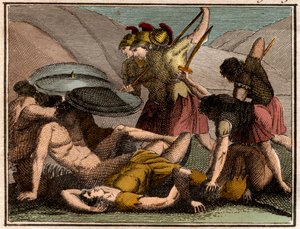 Pers Savaşları Thermopylae Muharebesi MÖ 480. Sparta kralı Leonidas ve adamları savaşta düşer. by French School