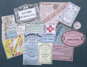 Farmasötik Etiketler, on dokuzuncu yüzyılın sonu ve yirminci yüzyılın başı by French School