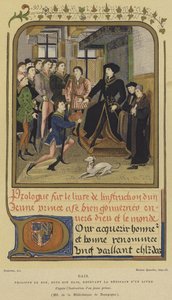 Philip the Good, Burgonya Dükü, bir kürsüye oturmuş bir kitap alıyor, 15. Yüzyıl by French School