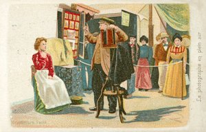 Açık havada çalışan fotoğrafçı (chromolitho) by French School