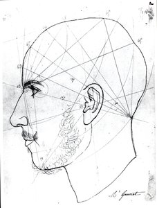 Doktor Philippe Jean Pelletan (1747-1829) kütüphanesinin bir el yazmasından frenolojik çalışma (kağıt üzerinde kalem ve mürekkep) by French School