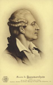 Pierre Beaumarchais (1732-1799), Fransız oyun yazarı (lito) by French School