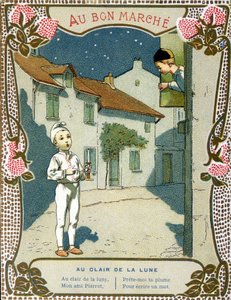Mumlu Pierrot, “” Au clair de la lune”” - “Le Bon Marché” etiketi” by French School