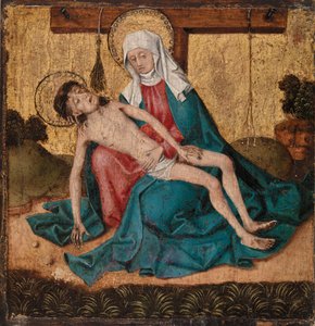 Pieta (panelde tempera ve altın varak) by French School