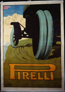 Pirelli, c.1920 (renkli taşbaskı) by French School