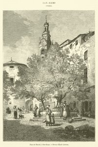 Place du Marche, bir San-Remo (gravür) by French School