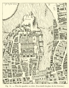 1550 yılında ilçe planı, du Cerceau planının tıpkıbasımı by French School
