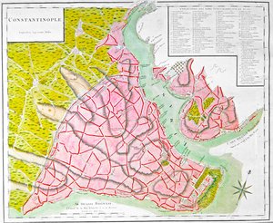 Konstantinopolis Planı (el renkli gravür) by French School