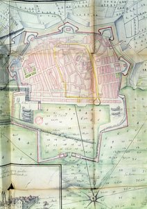 Toulon Planı, 1669 (kağıt üzerinde kalem & mürekkep ve wc) by French School