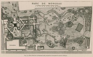 Due dOrleans için Carmontelle tarafından yürütülen Parc de Monceau Planı (1718), by French School