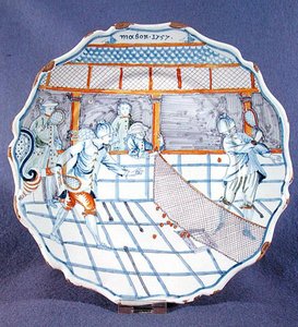 Tenis sahnesi ile boyanmış plaka by French School