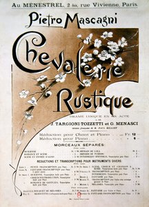 Chevalerie Rustique operası için Playbill, Pietro Mascagni (1863-1945) by French School