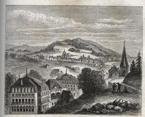 Plombieres-les-Bains (Plombieres les Bains) Vosges termal beldesi - V.A. Malt-Kahverengi. 1884 by French School
