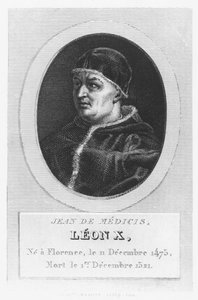 Papa Leo X, Giovanni di Lorenzo de Medici (gravür) by French School