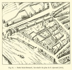 Porte Saint-Bernard, F Quesnel tarafından yapılan planın tıpkıbasımı, 1608 by French School