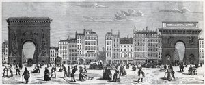 Porte Saint-Denis ve rue faubourg Saint Denis - porte saint Martin ve rue faubourg Saint-Martin, Edmond Texier (1815-1887) tarafından “Tableau-de-Paris”te Gravür by French School