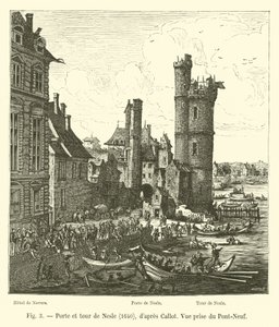 Porte et tour de Nesle, 1640, Callot tarafından, Pont-Neuf