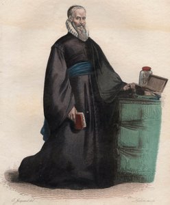Ambroise Pare (1509-1590), Fransız cerrah portresi. Edmond Mennechet