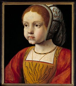 Portekiz ve sonra Fransa kraliçesi Habsburg çocuğunun Eleonore portresi (1498-1558) Fransız Okulu resmi. 16. yüzyıl Güneşi. 0,3x0,23 m versay, kale müzesi by French School