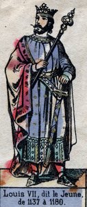 Genç Louis (1120-1180) (Kapetliler hanedanı) olarak bilinen Fransa Kralı VII. 19. yüzyılın sonlarında illüstrasyon. by French School