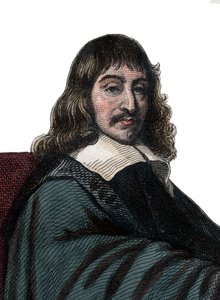 Rene Descartes (1596-1650), Fransız filozof ve yazar portresi. by French School