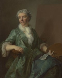 Bir Kadın Sanatçının Portresi, c.1735 (tuval üzerine yağlı boya) by French School