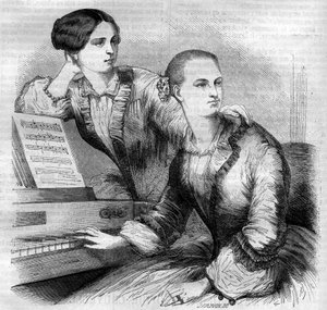 Cruvelli kardeşlerin portresi, Alman dansçılar. Sophie Cruvelli (Johanna Sofia Charlotte Cruwell, dit) (1826-1907) ve Marie Cruvelli (Friederike Marie Cruwell, dit) (1824-1868). 1852