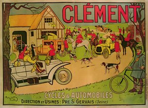 Poster reklamları Bisikletler ve otomobiller Clement, Pre Saint-Gervais, 1906