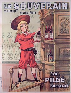 Poster reklamı Le Souverain, Paul Pelge tarafından yapılan Fransız tonik şarabı