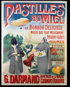 Pastilles au Miel, bal pastilleri, G. Darmand tarafından yapılan reklam afişi