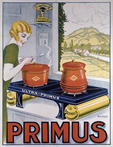 Dampenon & Elarue tarafından basılan Primus ocağının reklamını yapan poster