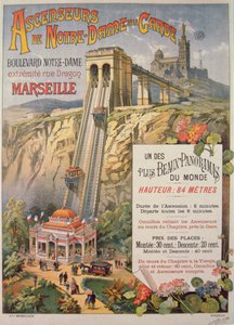 Notre-Dame de la Garde asansörünün reklamını yapan poster, Marsilya, 1900 c.