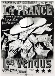 Panama Olayını konu alan Les Vendus romanının reklam afişi, c. 1892-95
