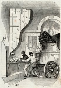 Mesajlar: bagaj direğinin yüklenmesi - Edmond Texier 1852 tarafından “Tableau-de-Paris” de gravür by French School