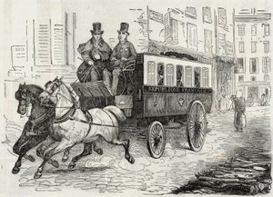 Gönderiler: postacı otobüsü - Edmond Texier 1852 tarafından “Tableau-de-Paris” de gravür by French School