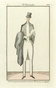 Pudralı tahıl alışkanlığı kaplı. Costumes Parisiens, pub.1912