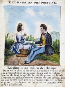 Edat ifadesi (Tarlaların ortasındaki yemek odası) - 1850 dolaylarında görüntülerde dilbilgisi kitabı by French School