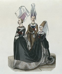 Gautier tarafından oyulmuş 1470 yılında Prenses ve nedimeler by French School