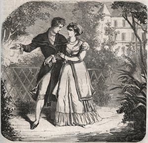 Galler Prensesi Brunswick Carolina (1768-1821) sevgilisi Bartolomeo Bergami ile birlikte yürüyor. Henry de Kock