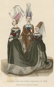Prenses, onur leydileri ile, 1470 by French School