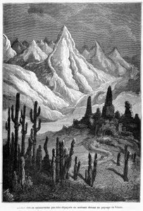 Venüs manzarasının hayali izdüşümü - Camille Flammarion tarafından “Les Terres du Ciel”de, ed. Marpon ve Flammarion, Paris by French School