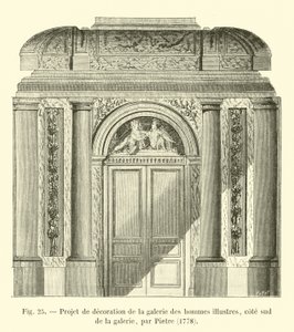 Ünlü erkeklerin galerisi için dekorasyon projesi, galerinin güney tarafı, Pietre, 1778 by French School