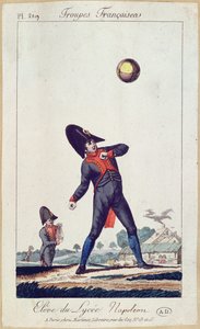 Lise Napolyon Oynayan Balonun Öğrencisi, c.1805 (renkli gravür) by French School