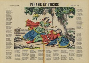Pyramus ve Thisbe (renkli taş baskı) by French School