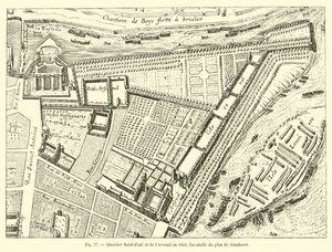 1650 yılında Saint-Paul ve Arsenal bölgesi, Gomboust planının tıpkıbasımı by French School